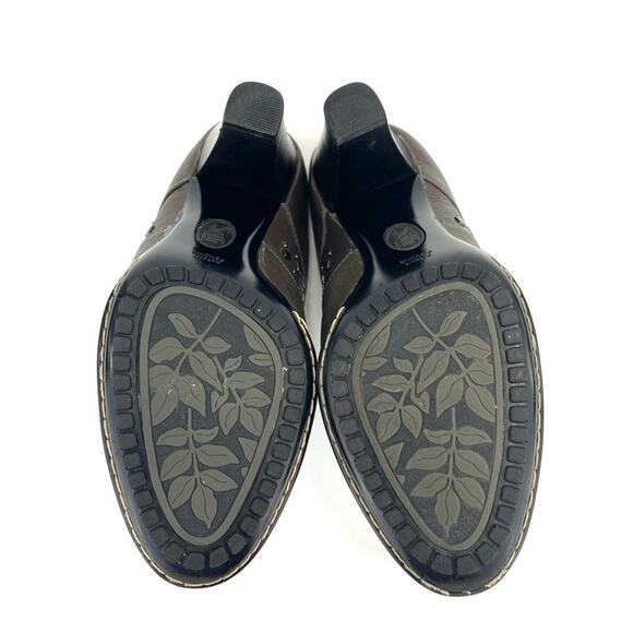 Sofft Soleil High Heel Clog/Mule Size 7.5 Brown/Green Leather Cushioned Studded - Picture 7 of 15